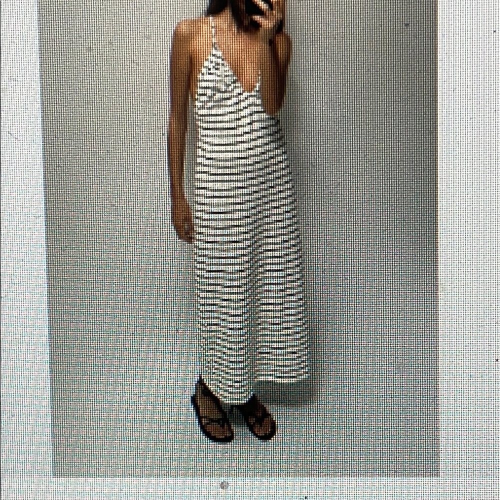 Zara Striped Black and White Maxi Dress- new - Picture 4 of 8
